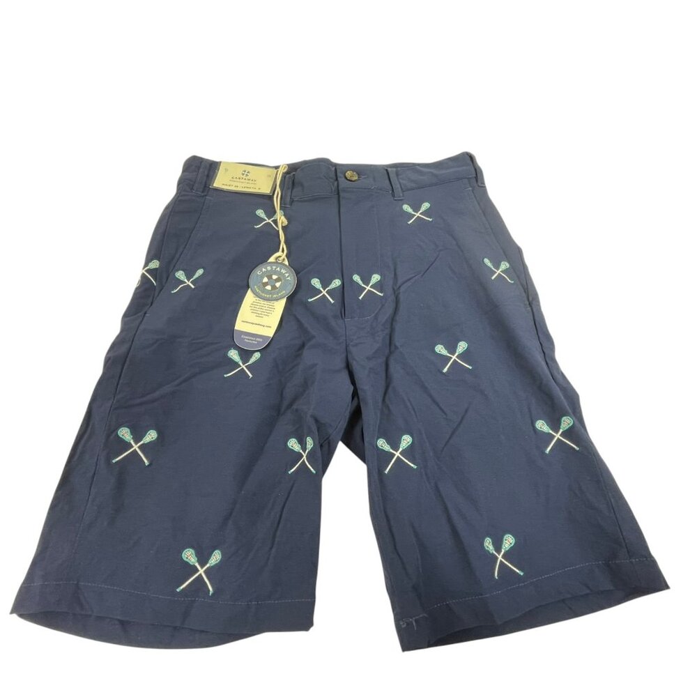Castaway‎ Nantucket Shorts Sz 28 Mens Blue Pockets Performance Golf Lacrosse